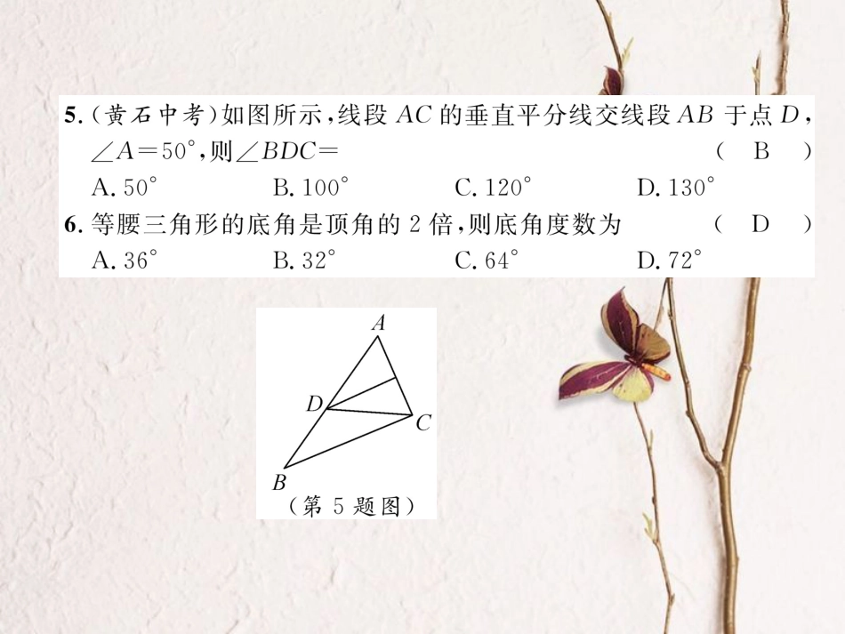 （成都专版）春七年级数学下册 第5章 生活中的轴对称达标测试卷作业课件 （新版）北师大版(1)_第3页