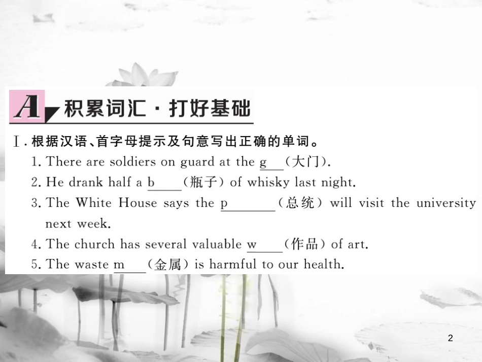 （安徽专版）九年级英语全册 Unit 13 We’re trying to save the earth（第5课时）习题课件 （新版）人教新目标版_第2页