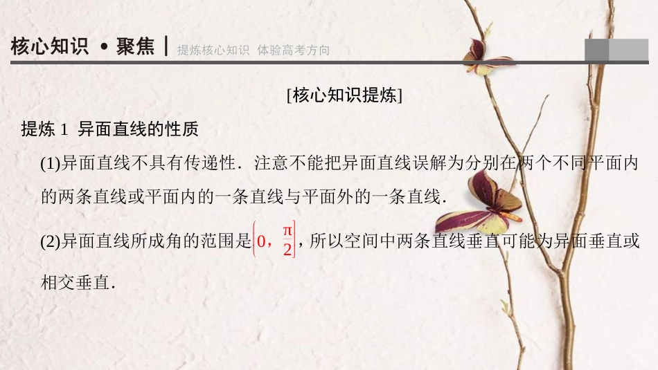 高考数学二轮复习 第1部分 重点强化专题 专题4 立体几何 突破点10 空间中的平行与垂直关系课件 文(1)_第3页