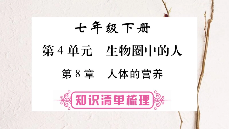 中考生物总复习 教材考点梳理 七下 第4单元 第8章 人体的营养课件 北师大版(1)_第1页