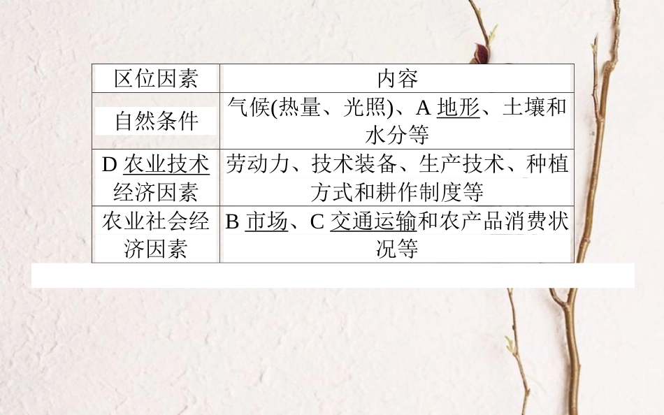 2019年高考地理一轮复习 第八章 区域产业活动 24.1 农业区位因素课件 湘教版_第3页