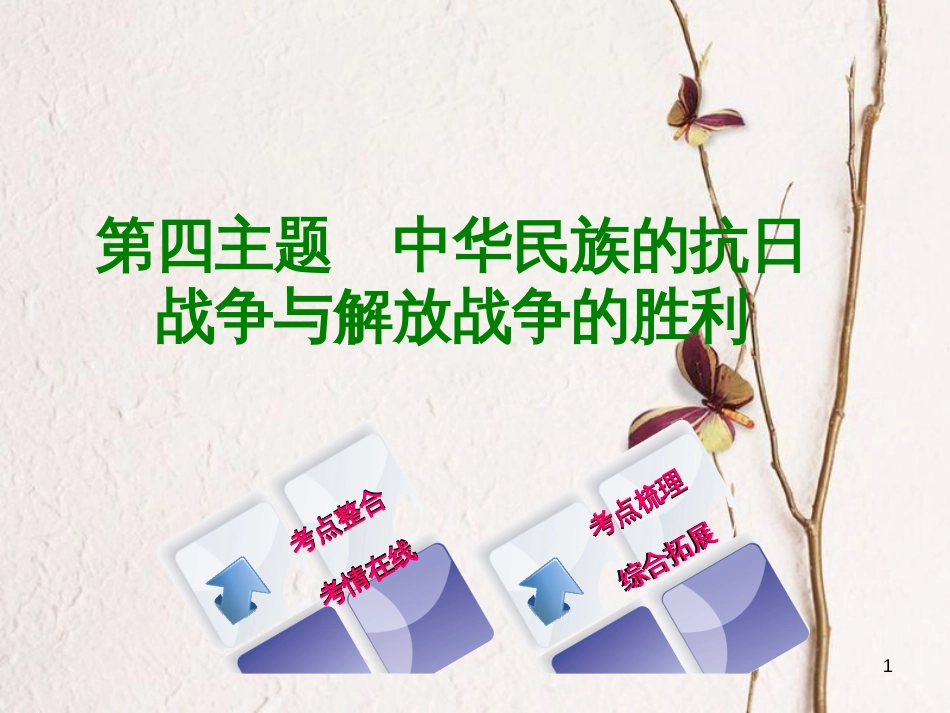 （重庆专版）中考历史复习 教材梳理 第二部分 中国近代史 第四主题 中华民族的抗日战争与解放战争的胜利课件(1)_第1页