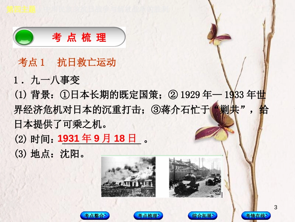 （重庆专版）中考历史复习 教材梳理 第二部分 中国近代史 第四主题 中华民族的抗日战争与解放战争的胜利课件(1)_第3页