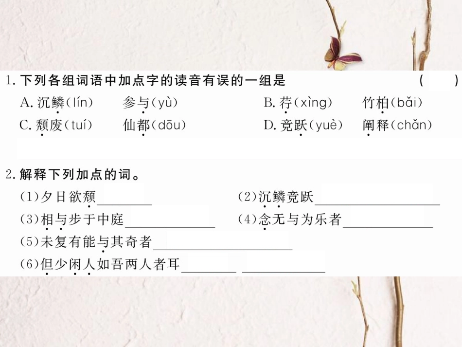八年级语文下册 第六单元 20 短文两篇习题课件 鄂教版(1)_第2页
