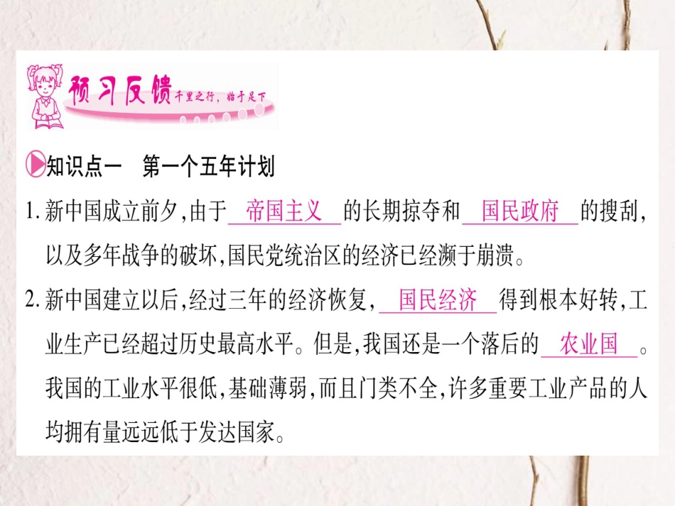 春八年级历史下册 第二单元 社会主义制度的建立与社会主义建设的探索 第4课 工业化的起步和人民代表大会制度的确立习题课件 新人教版_第2页
