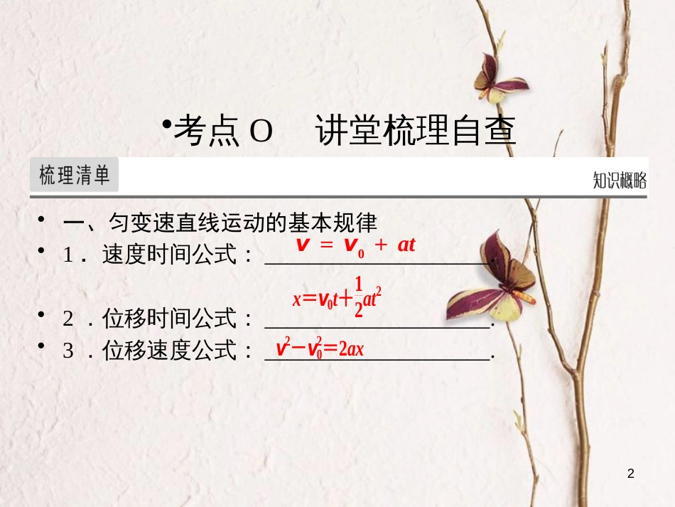 高考物理一轮总复习 专题1 直线运动 第2讲 匀变速直线运动的规律课件(1)_第2页