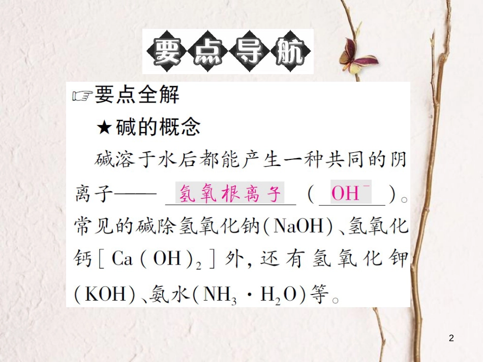 九年级化学下册 第七单元 常见的酸和碱 第二节 碱及其性质 第1课时 常见的碱习题课件 （新版）鲁教版_第2页