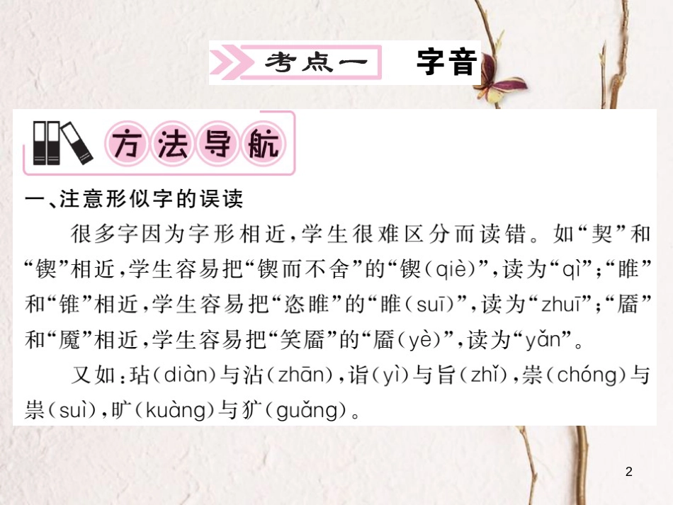 中考语文二轮复习 专题突破讲读 第1部分 语言积累与运用 专题一 字音 字形与书写课件_第2页