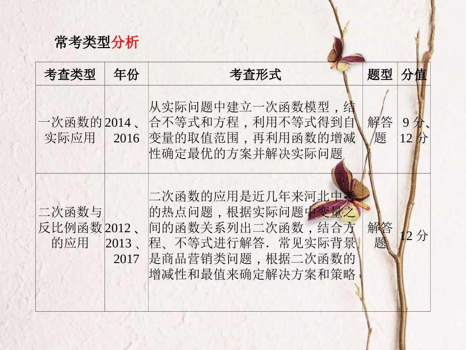 河北省中考数学复习 专题4 函数方案与决策课件_第2页