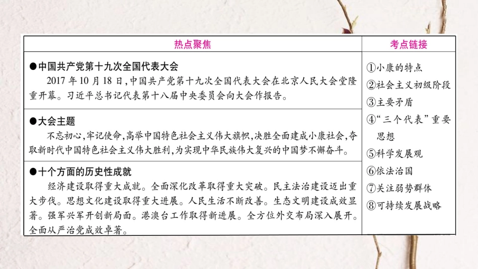 （广西专版）中考政治总复习 专题1 中国共产党第十九次全国代表大会课件 教科版_第2页