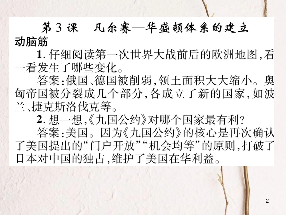 九年级历史下册 第二单元 凡尔赛—华盛顿体系下的东西方世界教材习题答案作业课件 岳麓版(1)_第2页