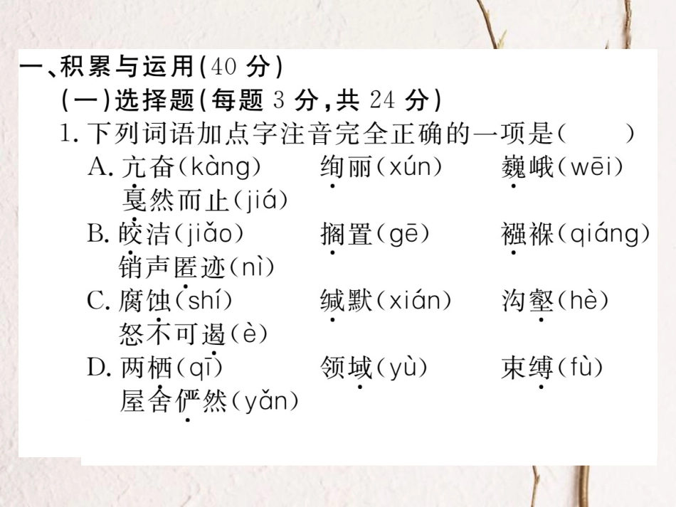 八年级语文下册 期末检测卷B课件 新人教版_第2页
