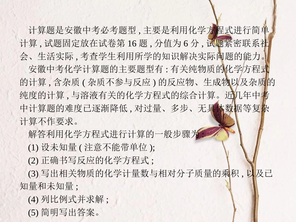 （安徽专版）中考化学总复习 专题6 计算题课件_第2页