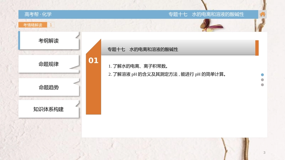 高考化学一轮总复习 专题17　水的电离和溶液的酸碱性课件_第3页