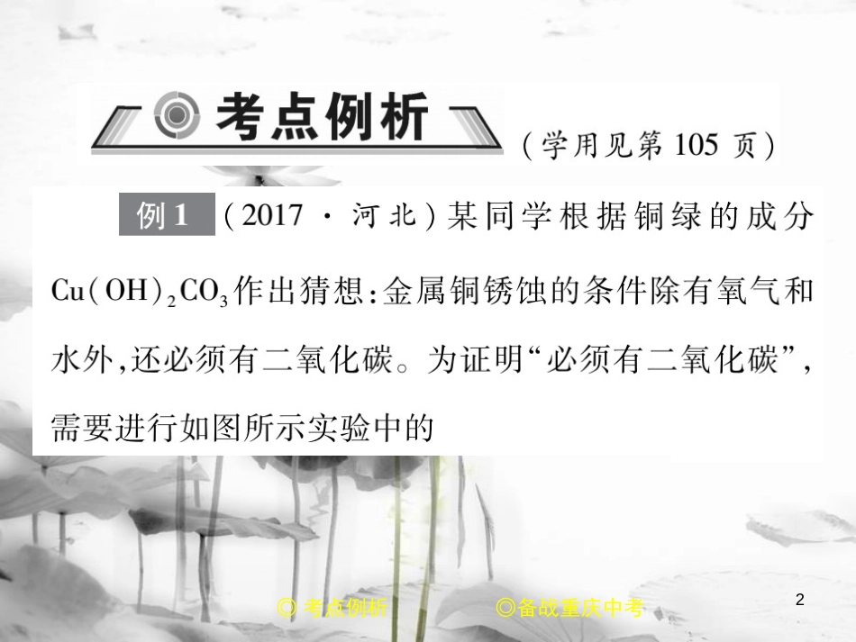 （重庆专版）中考化学总复习 第二篇 重点题型突破 第24讲 实验探究—变量控制问题课件_第2页