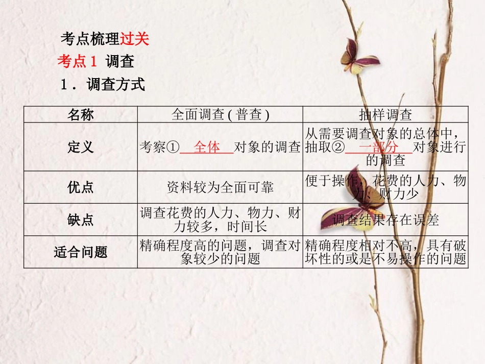 山东省滨州市中考数学复习 第8章 统计与概率 第25讲 数据的收集、整理与描述课件(1)_第2页