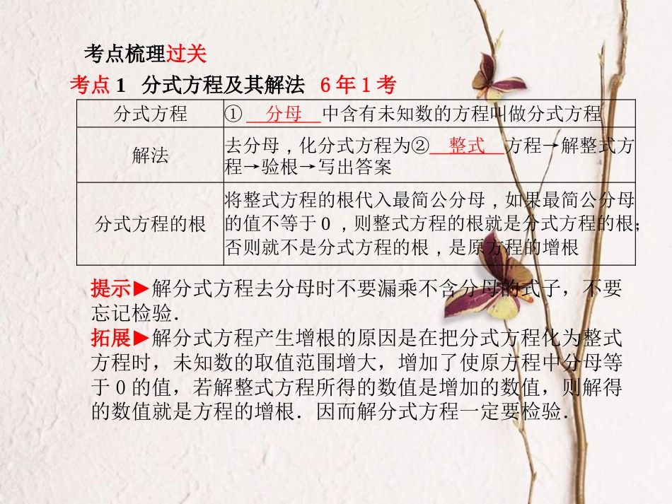 山东省滨州市中考数学复习 第二章 方程(组)与不等式(组)第6讲 分式方程课件(1)_第2页