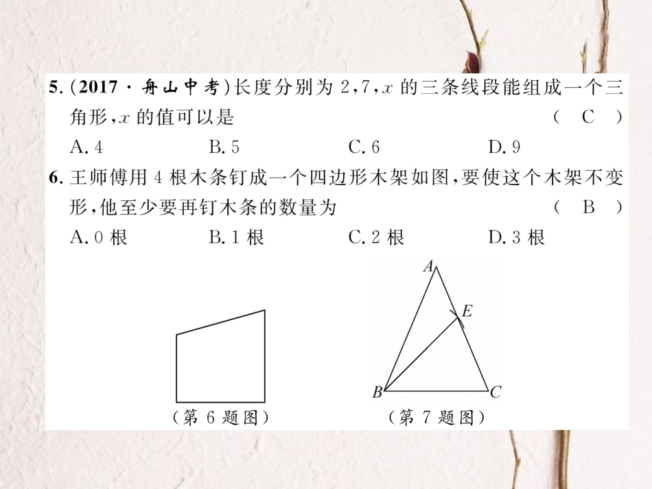 （成都专版）春七年级数学下册 第4章 三角形达标测试卷作业课件 （新版）北师大版_第3页