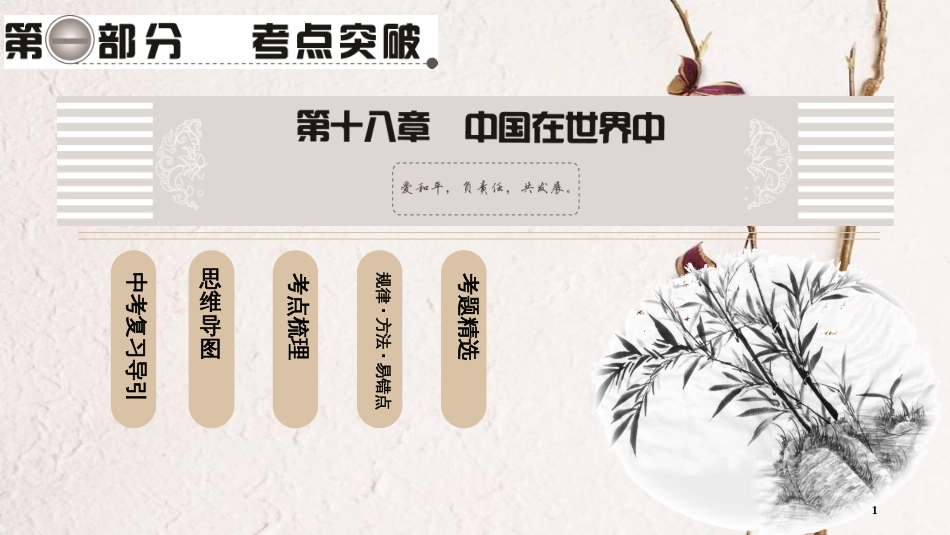 中考地理总复习 第1部分 考点突破 第18章 中国在世界中课件 新人教版_第1页