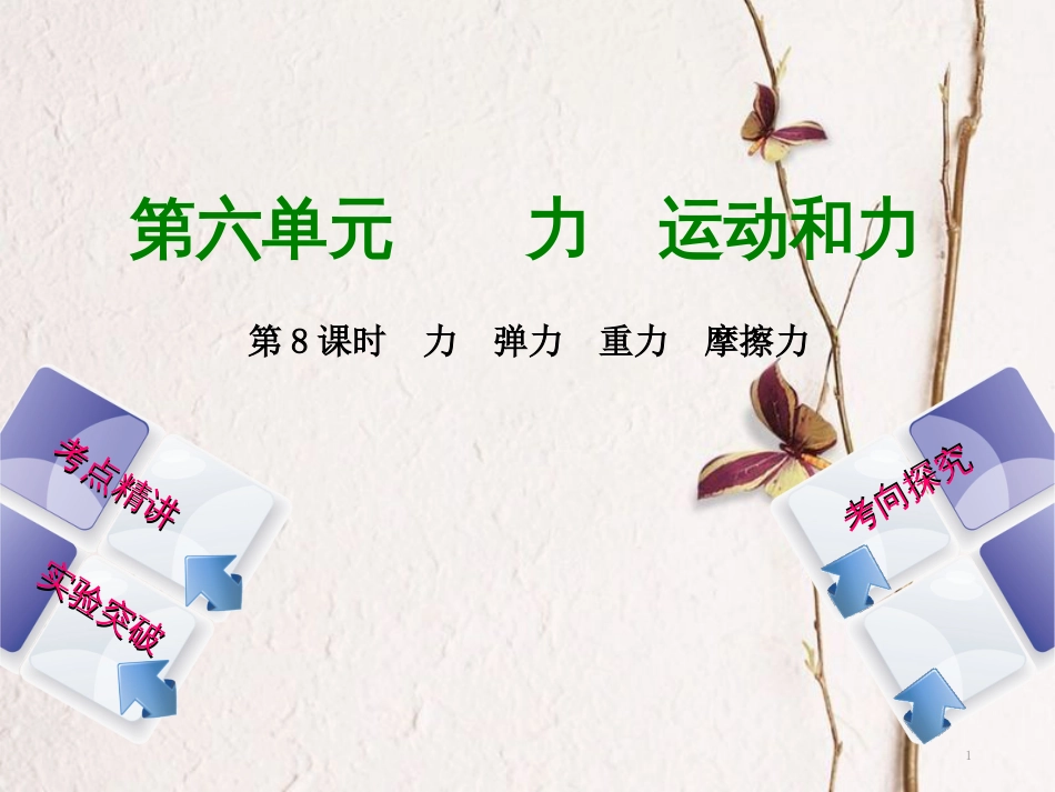 中考物理复习 第六单元 力 运动和力 第8课时 力 弹力 重力 摩擦力课件(1)_第1页