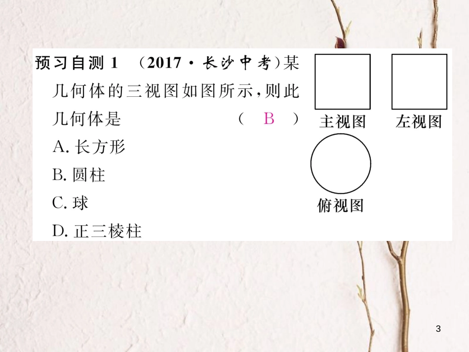 九年级数学下册 第29章 投影与视图 29.2 三视图（第2课时）由三视图确定物体名称及计算作业课件 （新版）新人教版_第3页