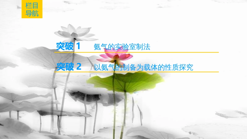 （全国通用）2019版高考化学一轮复习 第4章 非金属及其化合物 专项突破9 氨气的实验室制法及性质探究课件(1)_第2页