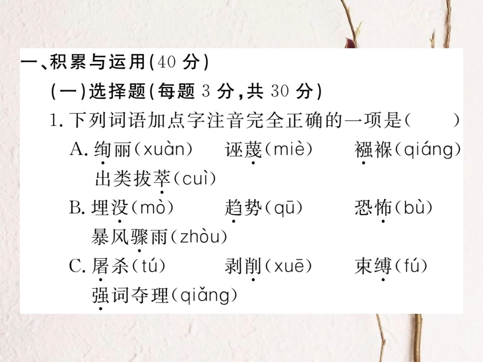 八年级语文下册 第四单元检测卷课件 新人教版_第2页