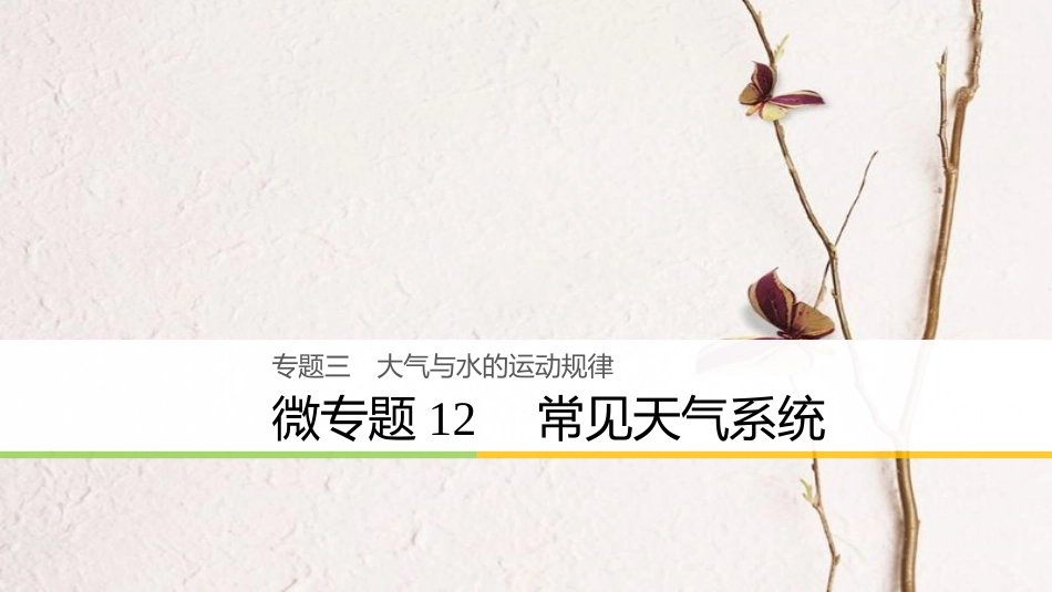 （浙江选考）高考地理大二轮复习 专题三 大气与水的运动规律 微专题12 常见天气系统课件_第1页