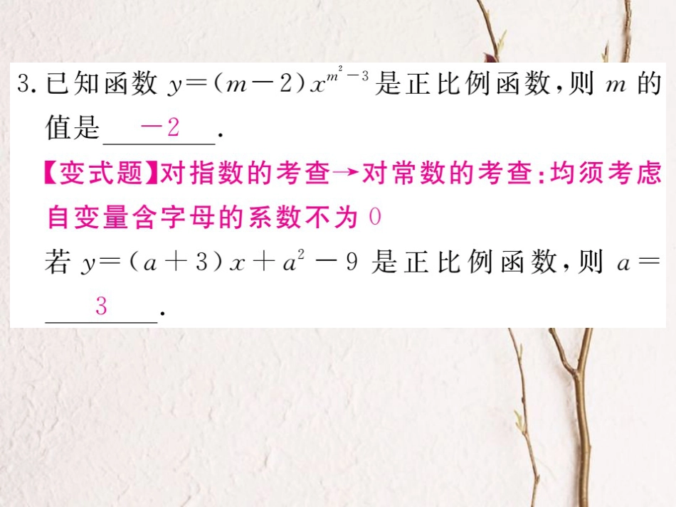 贵州省春八年级数学下册 19.2 一次函数 19.2.1 正比例函数 第1课时 正比例函数的概念作业课件 （新版）新人教版(1)_第3页