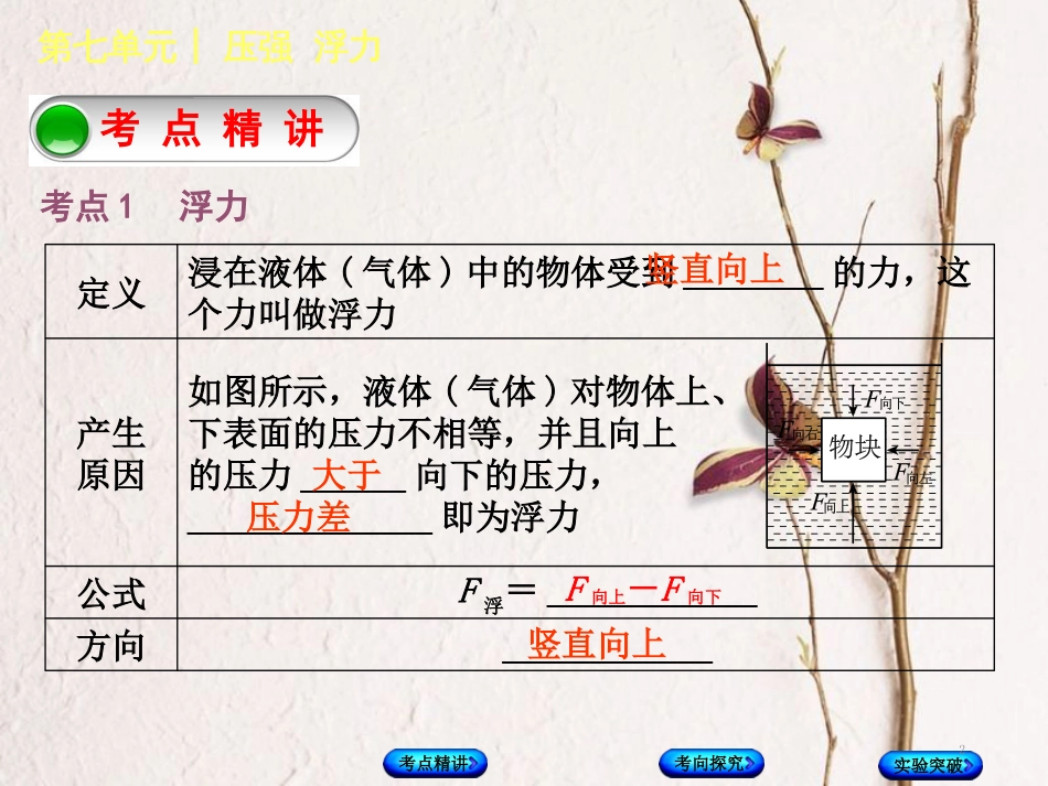 中考物理复习 第七单元 压强 浮力 第13课时 浮力课件(1)_第2页