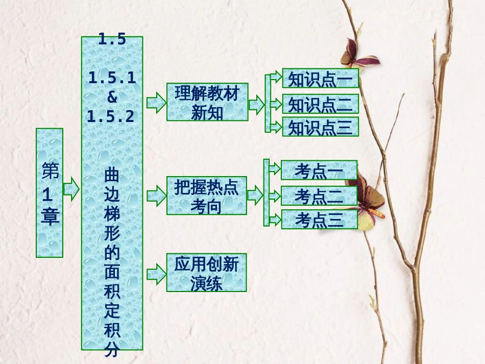 高中数学 第一章 导数及其应用 1.5 定积分的概念 1.5.1 曲边梯形的面积 1.5.2  定积分课件 苏教版选修2-2(1)_第1页