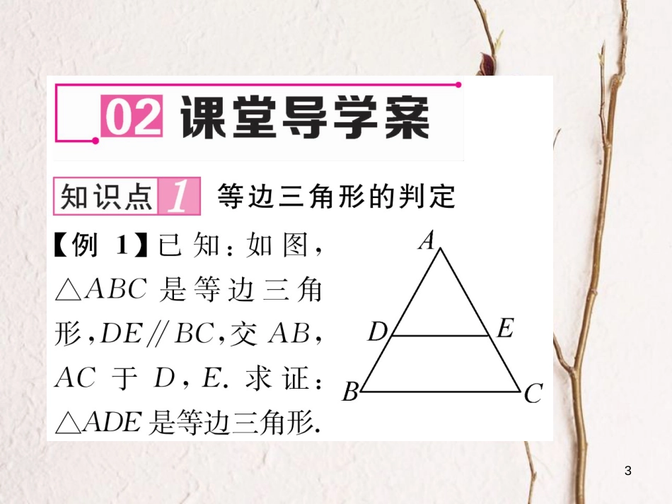 （毕节专版）八年级数学下册 第1章 三角形的证明 1 等腰三角形 第4课时 等边三角形的判定作业课件 （新版）北师大版_第3页