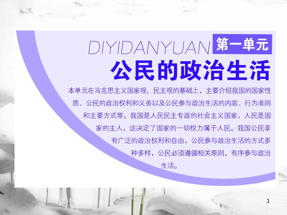 高中政治 第一单元 公民的政治生活 第一课 生活在人民当家作主的国家 第一框 人民民主专政：本质是人民当家作主课件 新人教版必修2_第1页