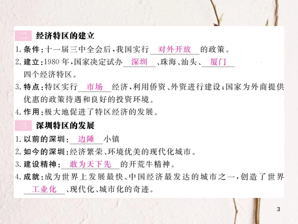 八年级历史下册 第三单元 社会主义现代化建设的新时期 第7课 改革开放的起步作业课件 川教版_第3页