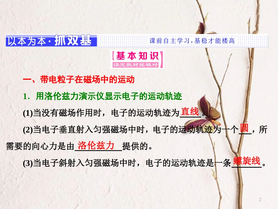 高中物理 第6章 磁场对电流和运动电荷的作用 第3节 洛伦兹力的应用课件 鲁科版选修3-1_第2页
