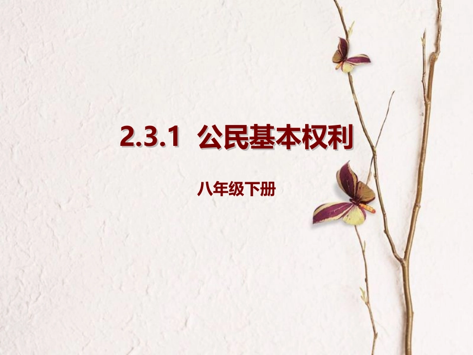 八年级道德与法治下册 第二单元 理解权利义务 第三课 公民权利 第一框 公民基本权利课件 新人教版_第1页