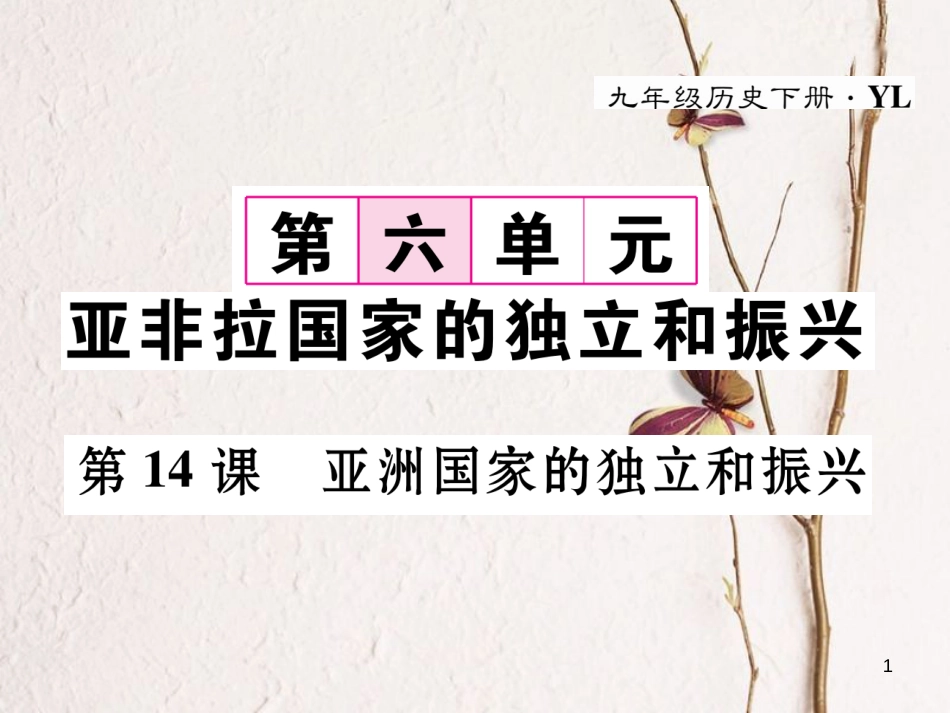 九年级历史下册 第六单元 亚非拉国家的的、独立和振兴 第14课 亚洲国家的独立和振兴作业课件 岳麓版_第1页