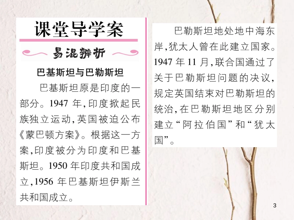 九年级历史下册 第六单元 亚非拉国家的的、独立和振兴 第14课 亚洲国家的独立和振兴作业课件 岳麓版_第3页