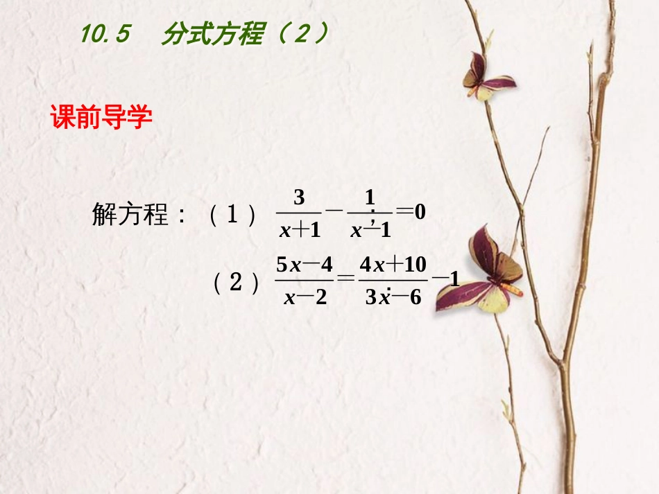 江苏省连云港市东海县八年级数学下册 第10章 分式 10.5 分式方程（2）课件 （新版）苏科版(1)_第2页