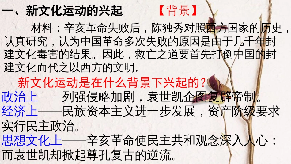 2017八年级历史上册 第四单元 新时代的曙光 第12课 新文化运动课件 新人教版_第3页