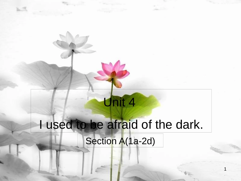 广东省汕尾市陆丰市九年级英语全册 Unit 4 I used to be afraid of the dark Section A（1a-2d）课件 （新版）人教新目标版(1)_第1页