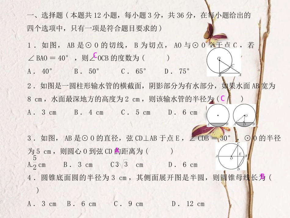 九年级数学上册 24 圆测试卷课件 （新版）新人教版(1)_第2页