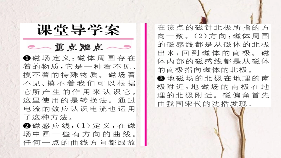 九年级物理全册 第20章 第1节磁现象 磁场（第2课时 磁场）习题课件 （新版）新人教版_第2页