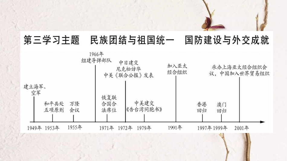 四川省达州市中考历史复习 第一篇 教材系统复习 中国现代史 第3学习主题 民族团结与祖国统一 国防建设与外交成就课件(1)_第1页