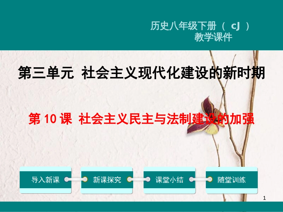 八年级历史下册 第三单元 社会主义现代化建设的新时期 第10课 社会主义民主与法治建设的加强教学课件 川教版_第1页
