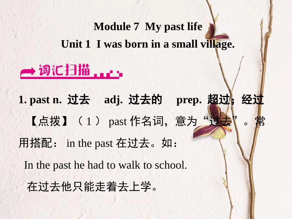 浙江省嘉兴市秀洲区七年级英语下册 Module 7 My past life Unit 1 I was born in a small village课件 （新版）外研版_第1页