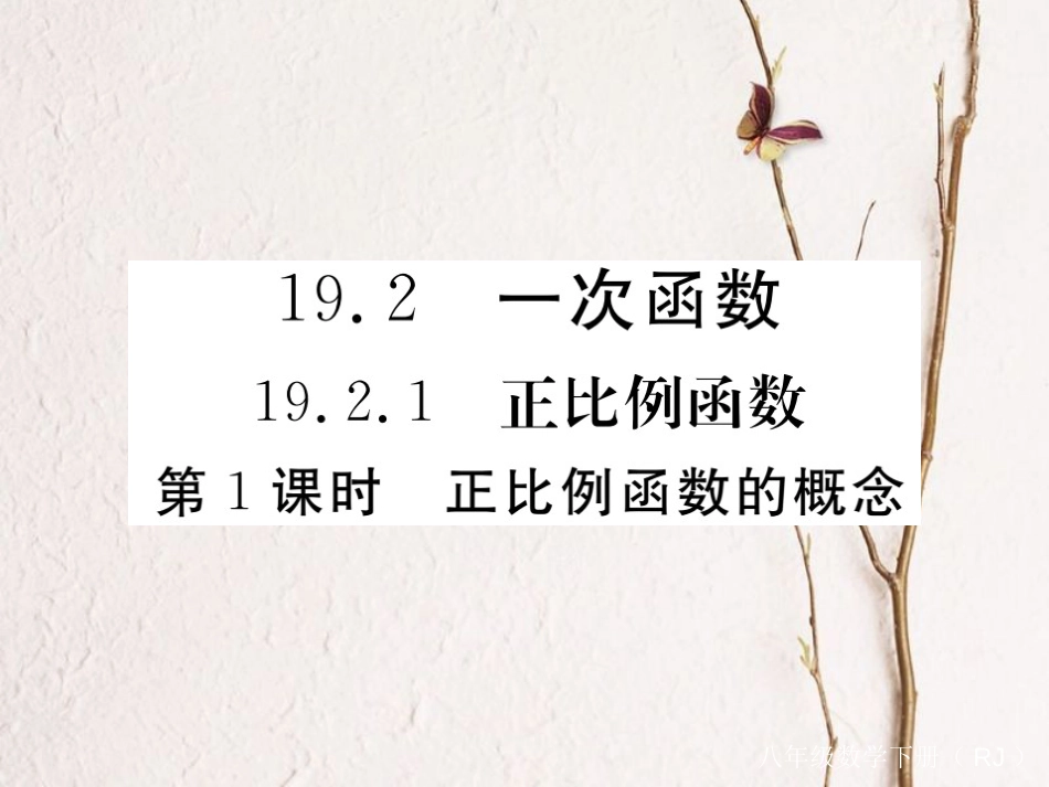 安徽省春八年级数学下册 第19章 一次函数 19.2.1 正比例函数 第1课时 正比例函数的概念练习课件 （新版）新人教版(1)_第1页