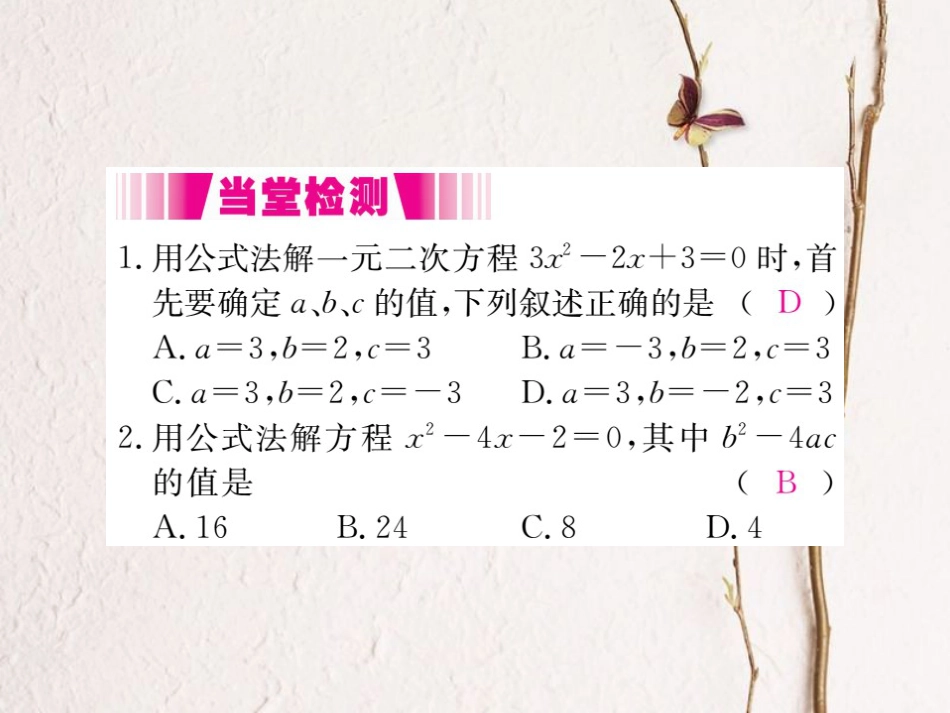 八年级数学下册 第17章 一元二次方程 17.2 一元二次方程的解法 第3课时 公式法导学课件 （新版）沪科版(1)_第3页