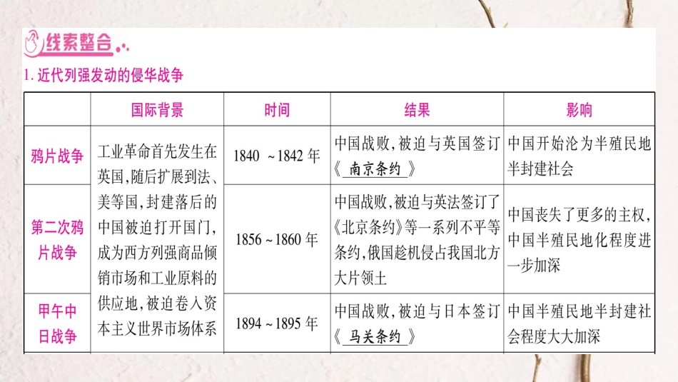 （广西北部湾专版）中考历史总复习 第二篇 知能综合提升 专题1 侵略与抗争课件 新人教版(1)_第2页