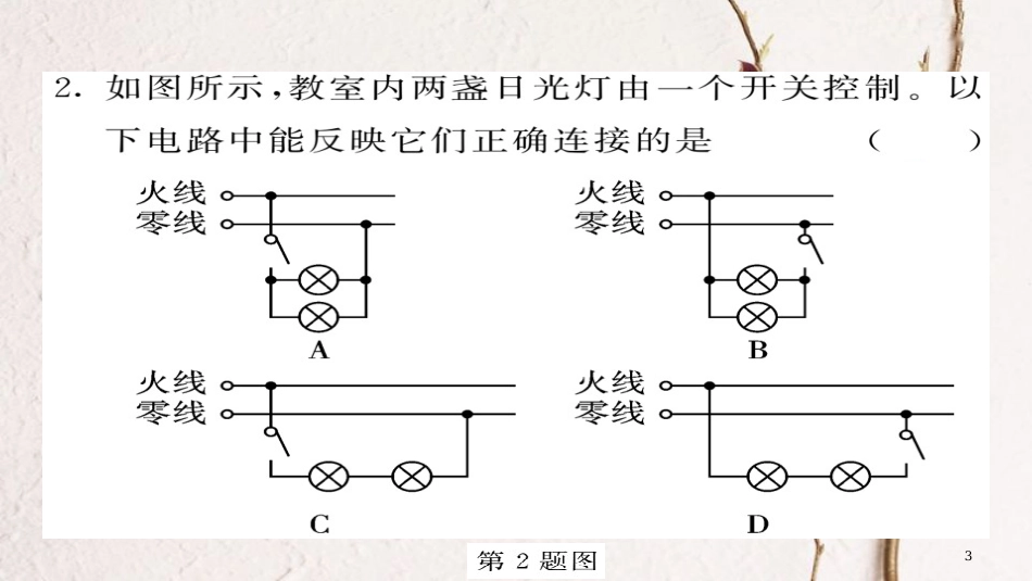 九年级物理全册 专题训练一 家庭电路的故障分析与作图课件 （新版）新人教版_第3页